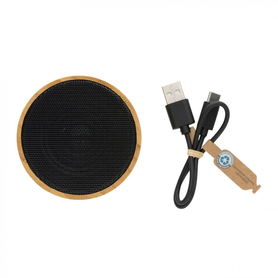RCS gereycled plastic en bamboe 3W BT luidspreker zwart