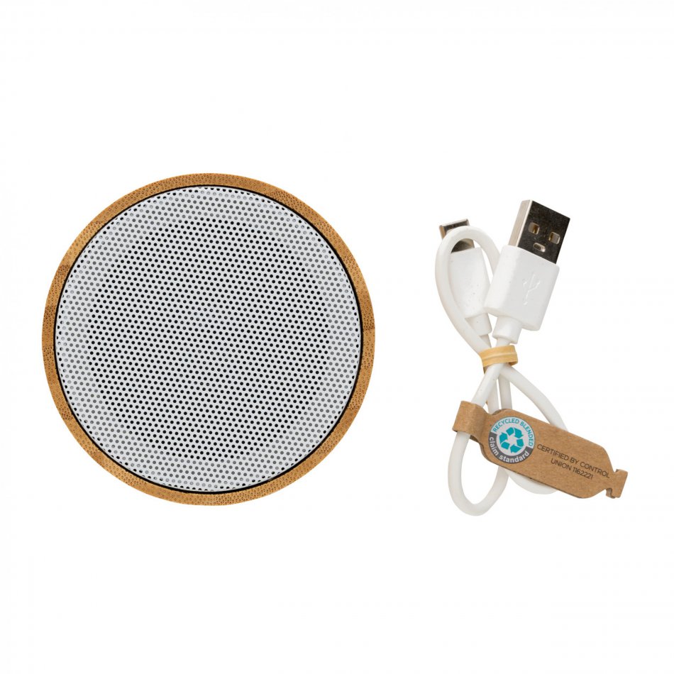 RCS gereycled plastic en bamboe 3W BT luidspreker wit