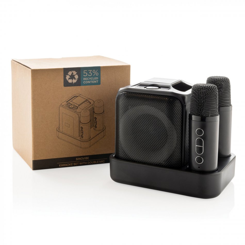 Singvibe RCS gerecycled plastic karaokeset met 2 microfoons