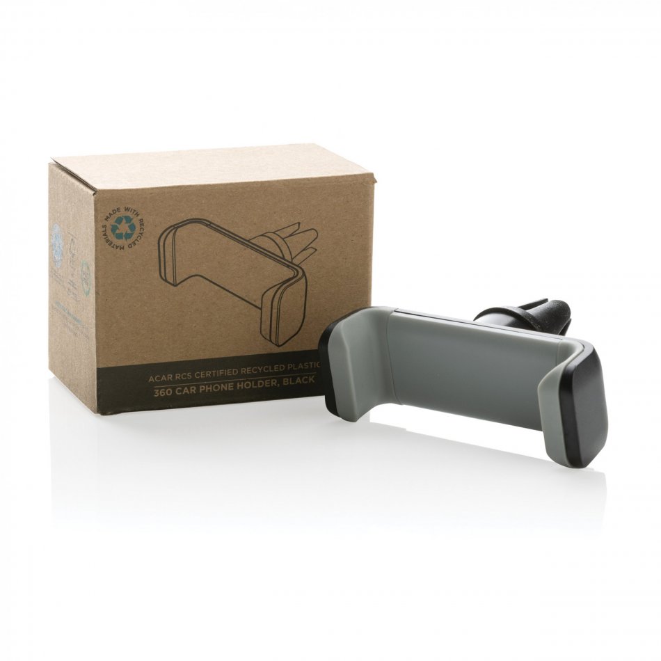 Acar RCS gerecycled plastic 360 auto telefoonhouder zwart