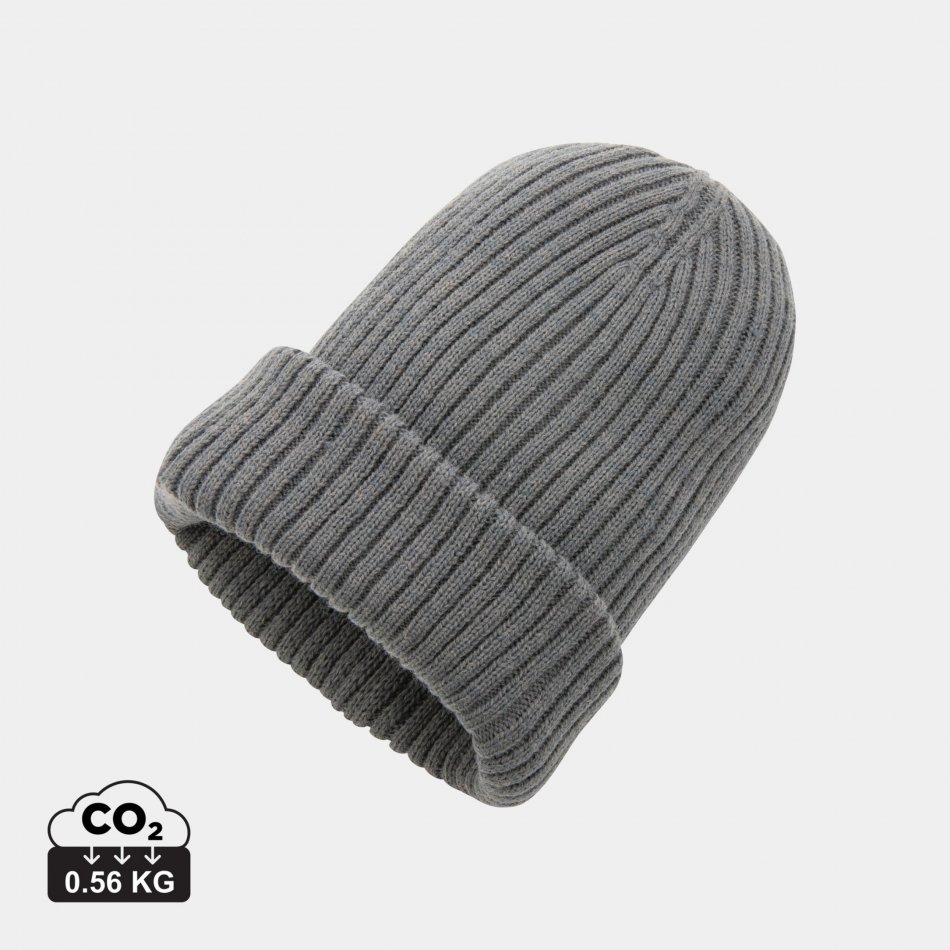 Polylana® dubbel gebreide beanie antraciet