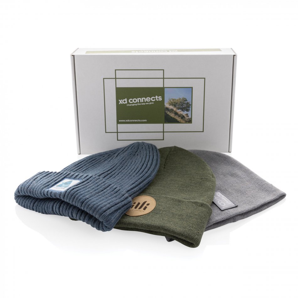 Polylana® dubbel gebreide beanie antraciet