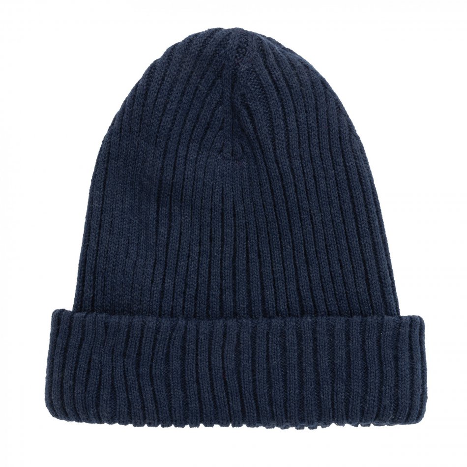 Polylana® dubbel gebreide beanie donkerblauw