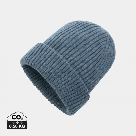 Polylana® dubbel gebreide beanie Sage blue