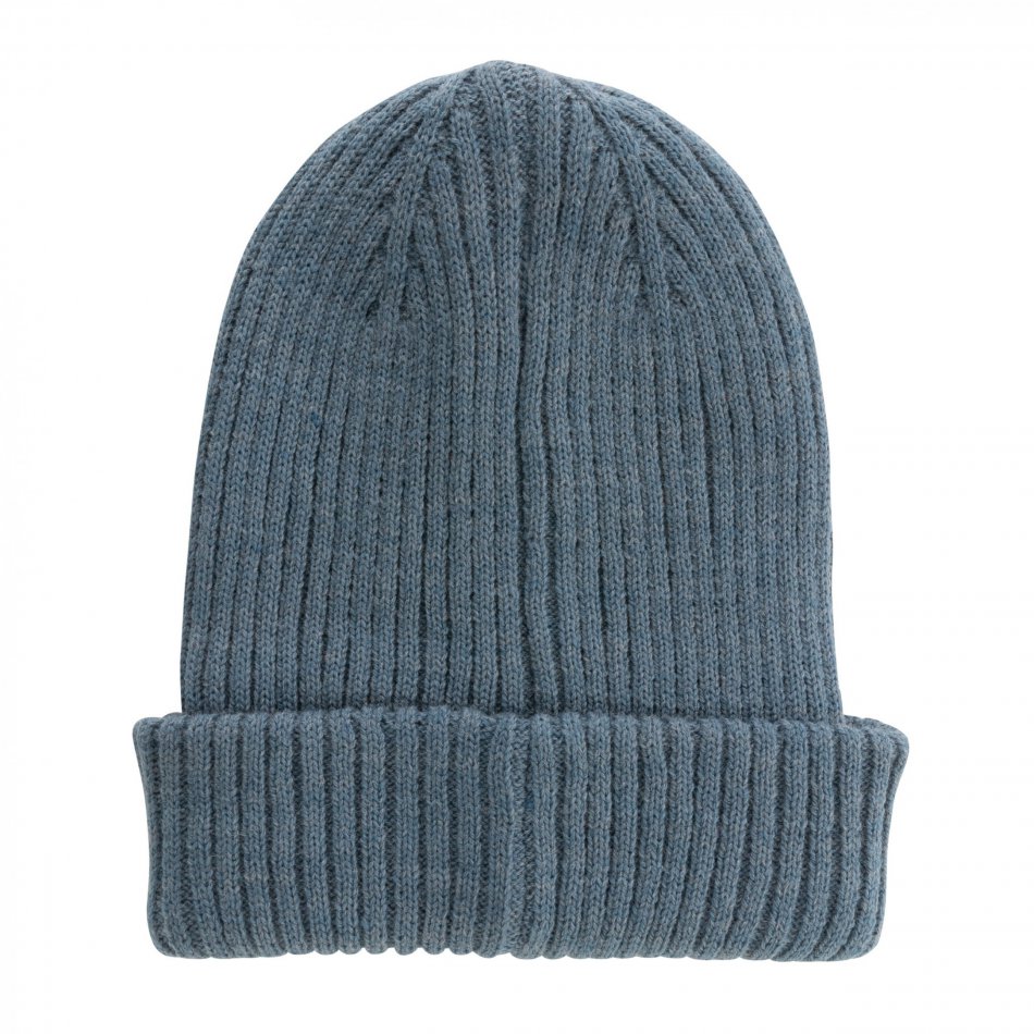 Polylana® dubbel gebreide beanie Sage blue