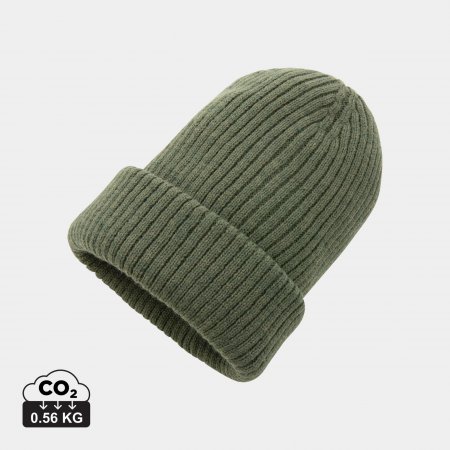 Polylana® dubbel gebreide beanie groen