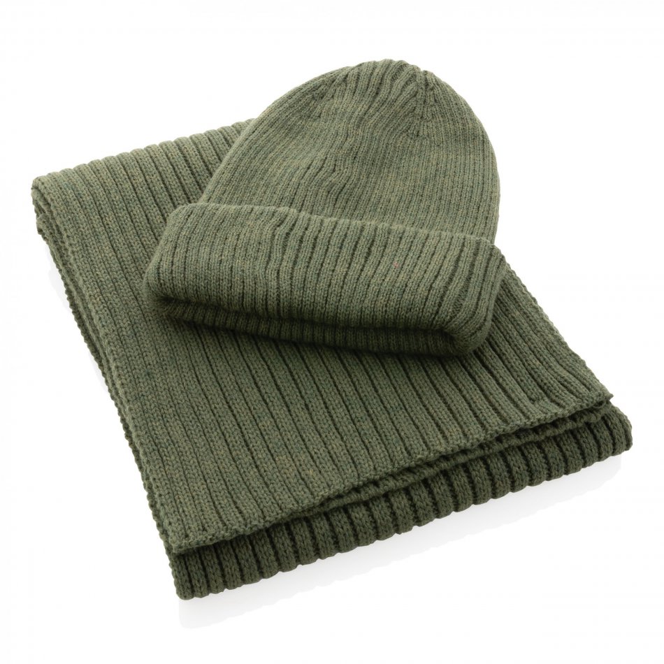 Polylana® dubbel gebreide beanie groen