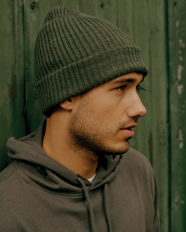 Polylana® dubbel gebreide beanie groen