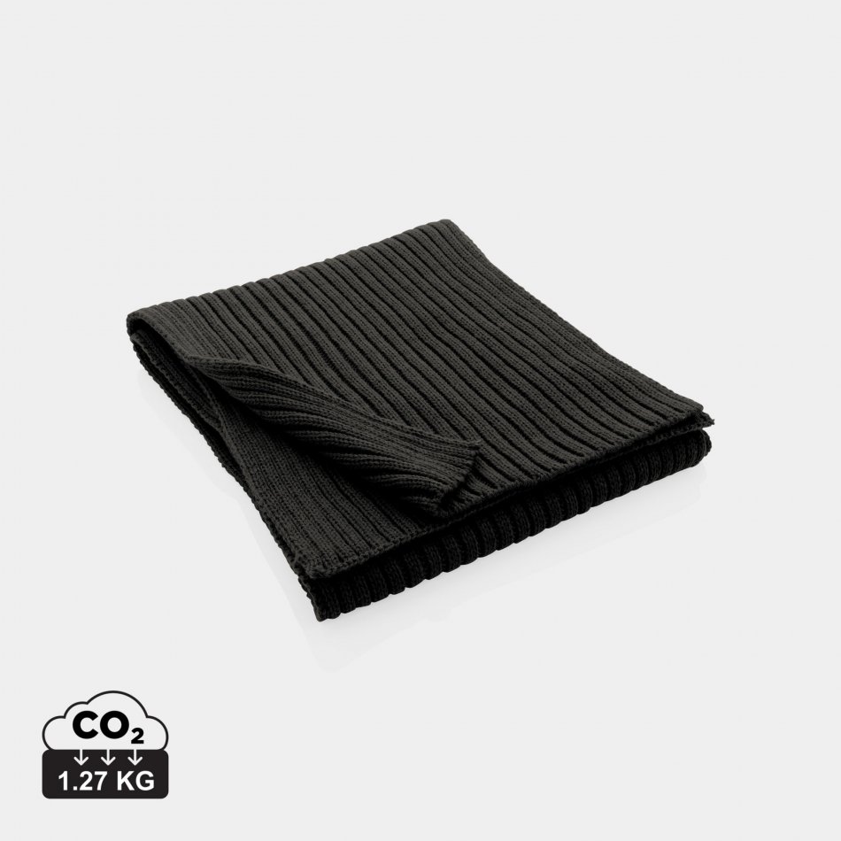 Polylana® dubbel gebreide sjaal 180x25cm zwart