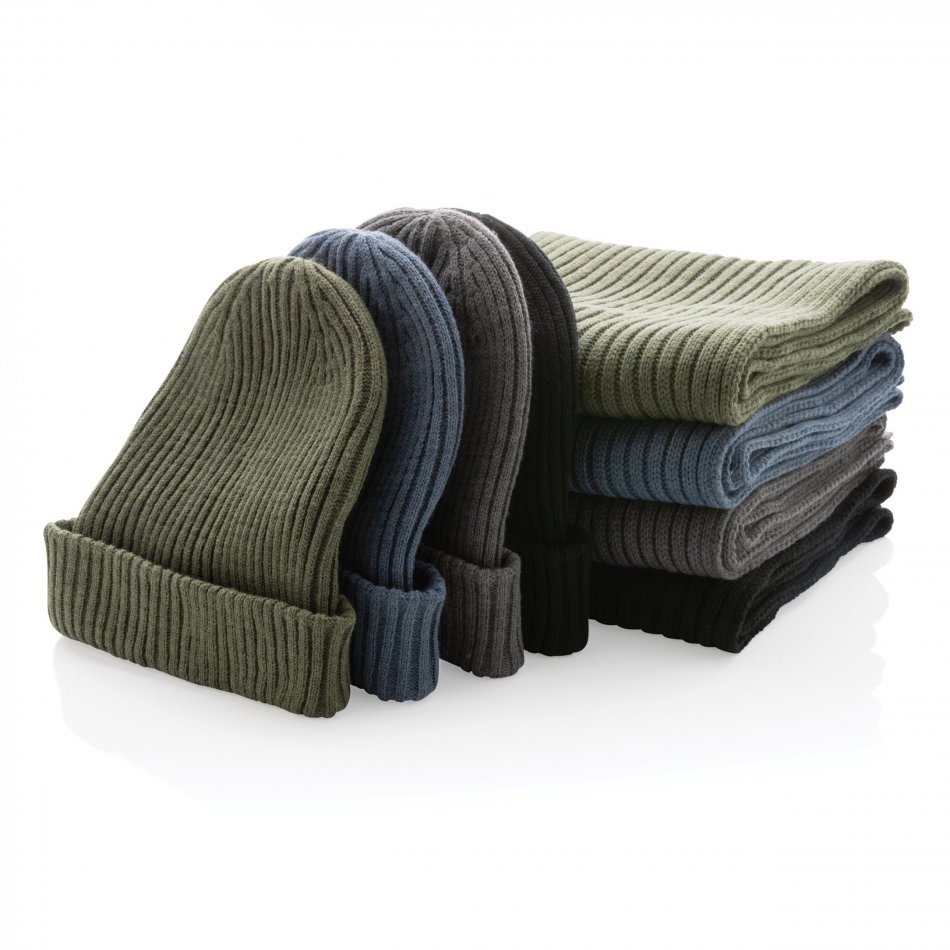 Polylana® dubbel gebreide sjaal 180x25cm zwart