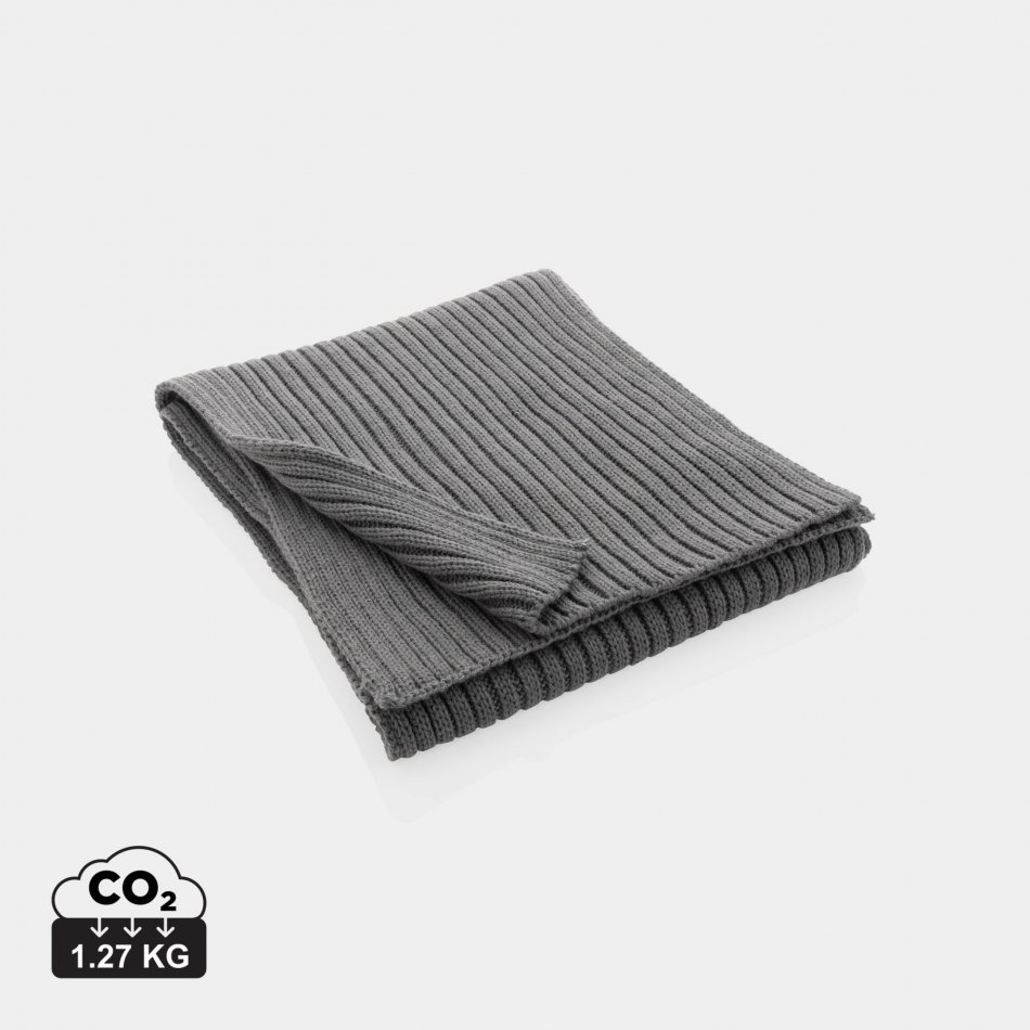 Polylana® dubbel gebreide sjaal 180x25cm grijs