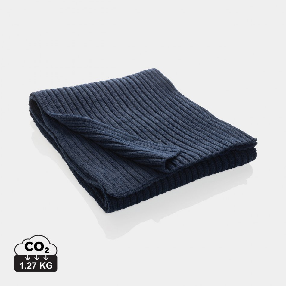 Polylana® dubbel gebreide sjaal 180x25cm donkerblauw