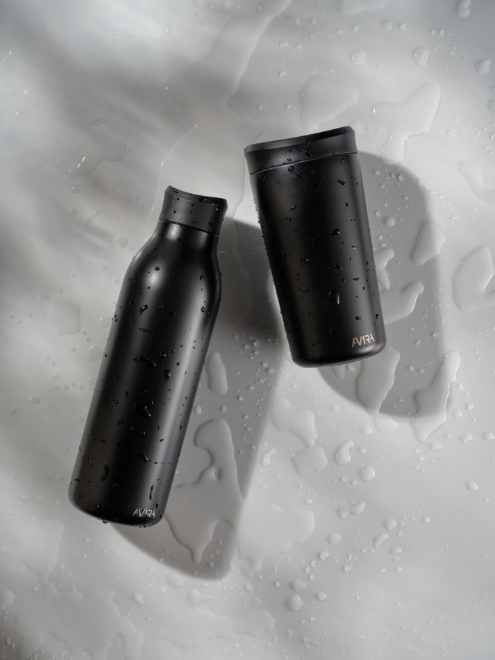 Avira Alix RCS recycled staal klik beker 400ML zwart