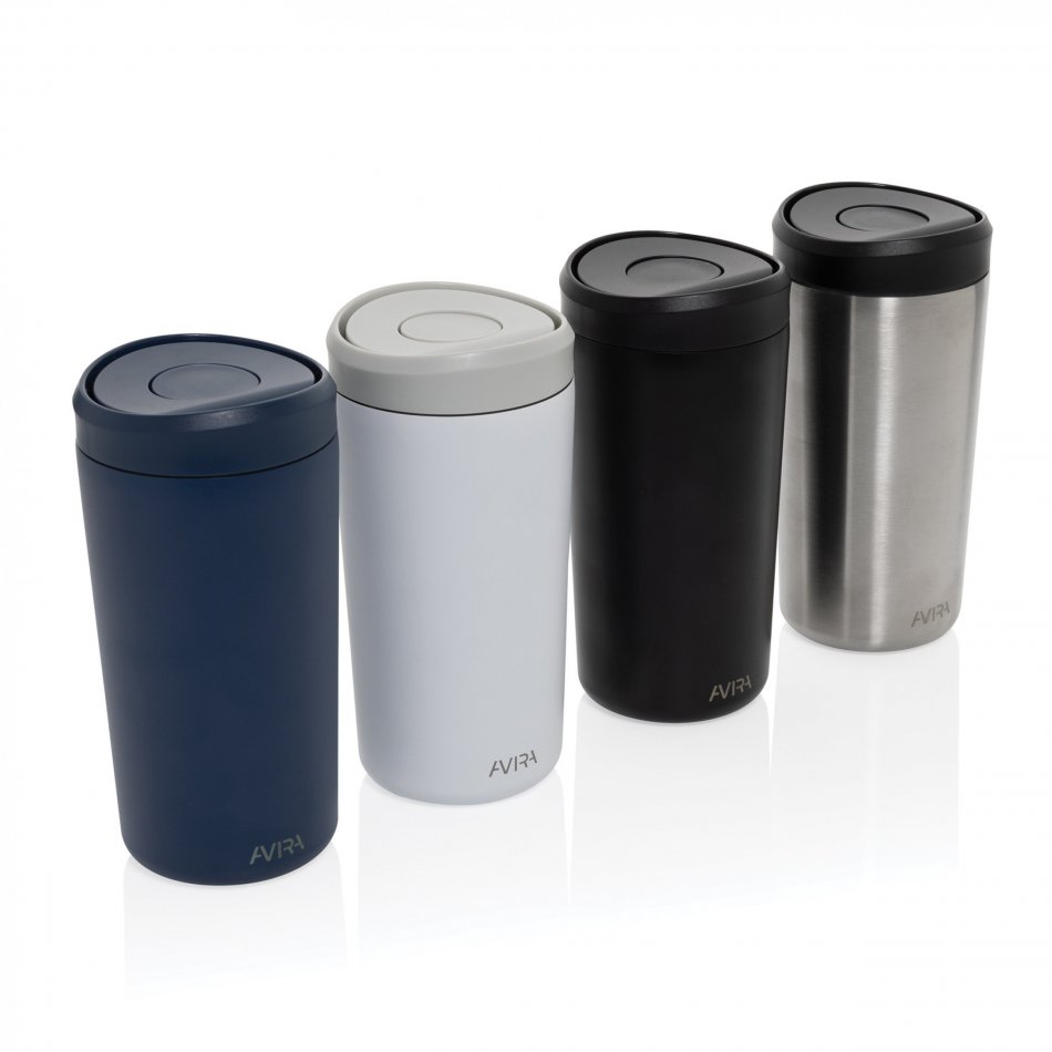 Avira Alix RCS recycled staal klik beker 400ML zilver