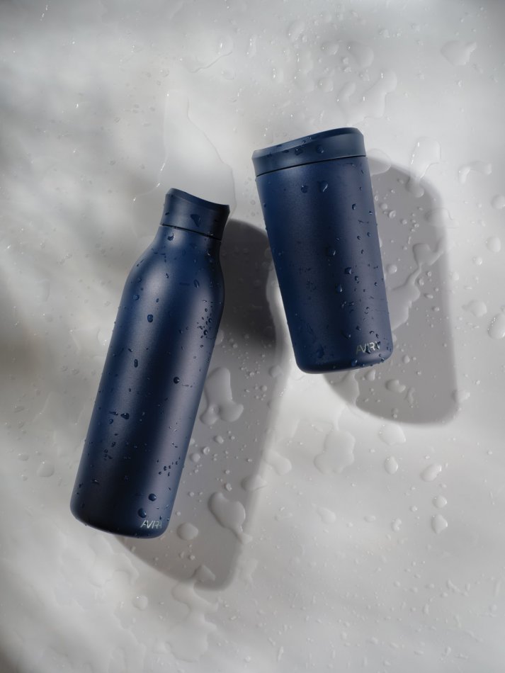 Avira Alix RCS recycled staal klik beker 400ML donkerblauw
