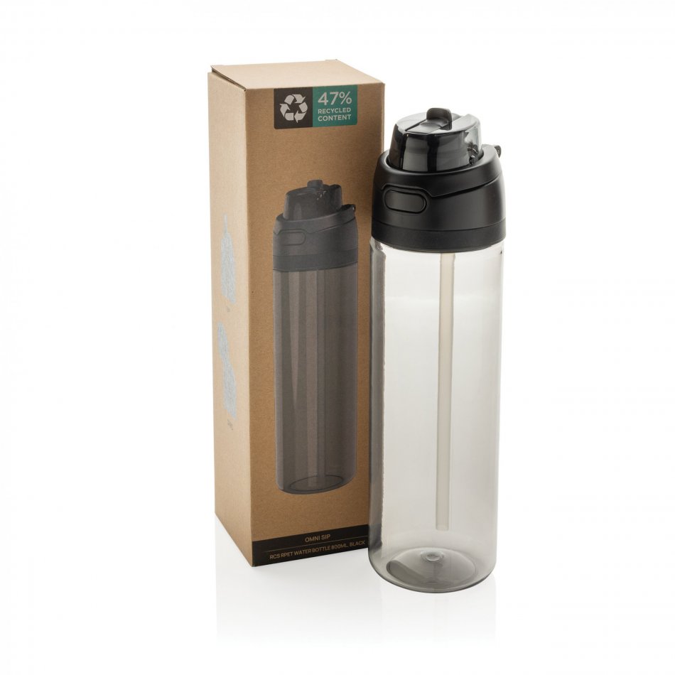 Omni sip RCS RPET water fles 800ML zwart