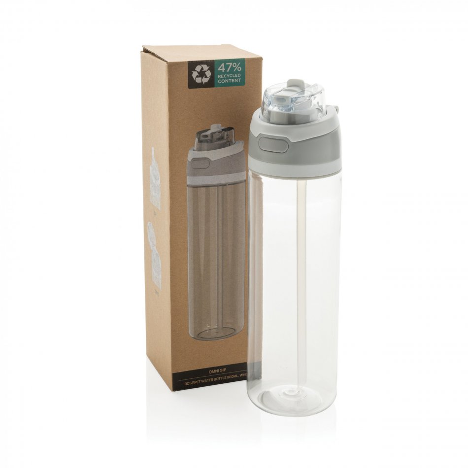 Omni sip RCS RPET water fles 800ML wit