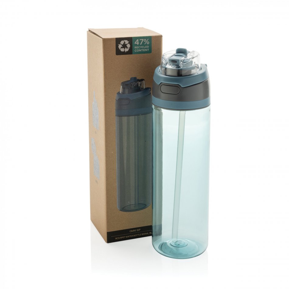 Omni sip RCS RPET water fles 800ML blauw