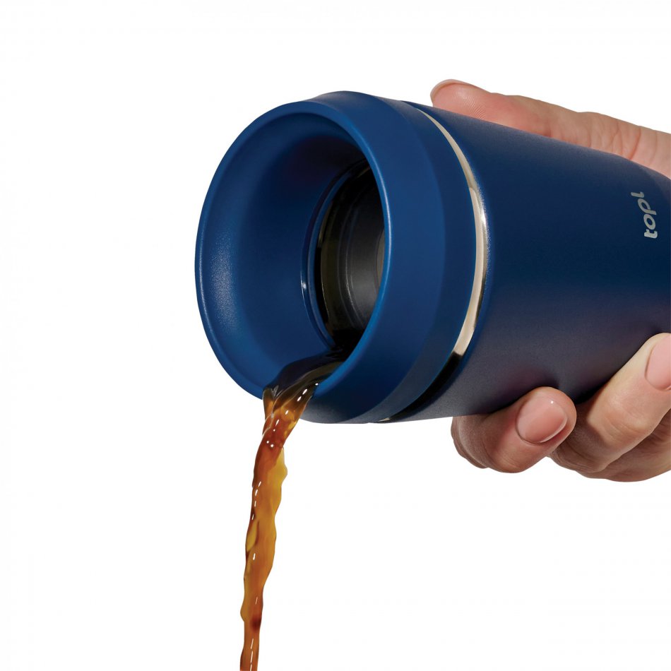 Topl Recycled Staal To Go beker 360 Lid 235ml donkerblauw