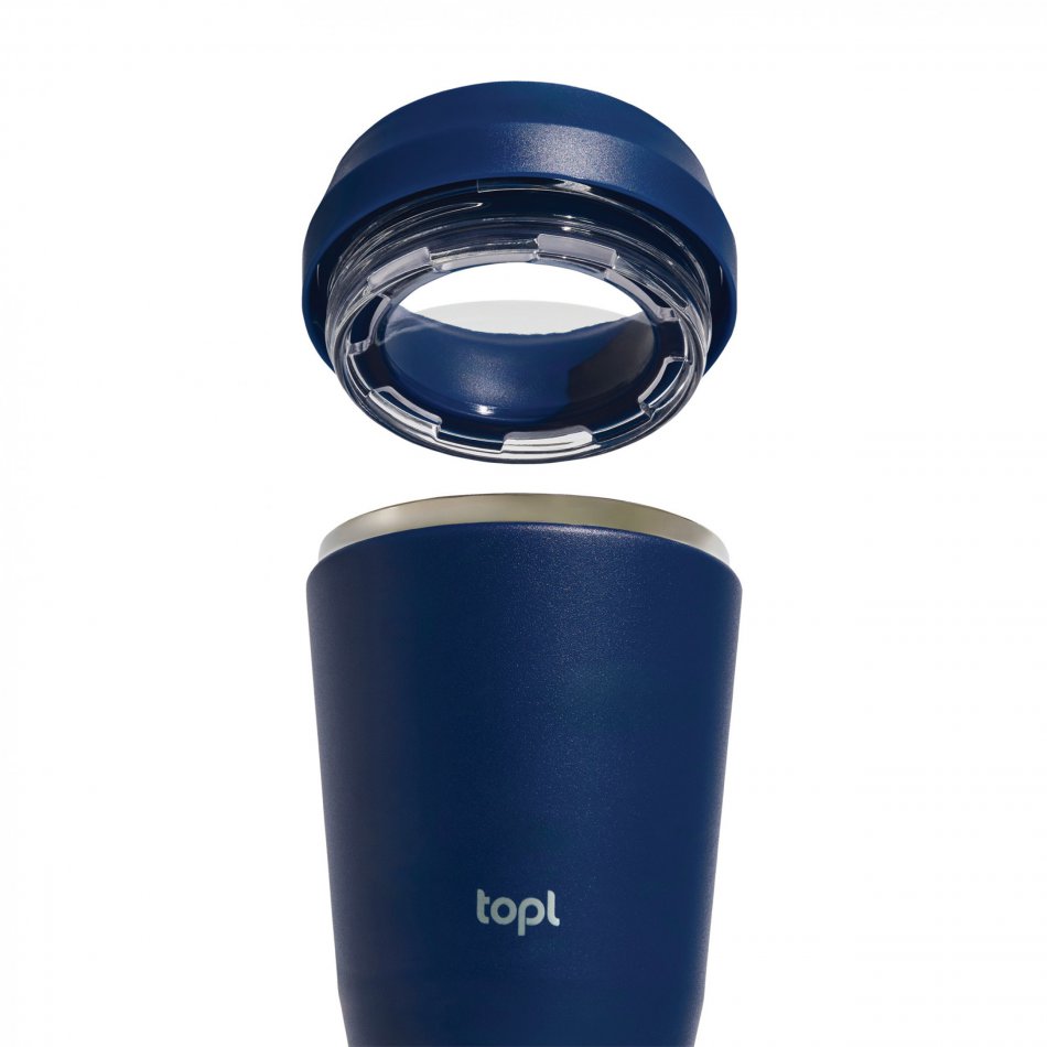 Topl Recycled Staal To Go beker 360 Lid 235ml donkerblauw