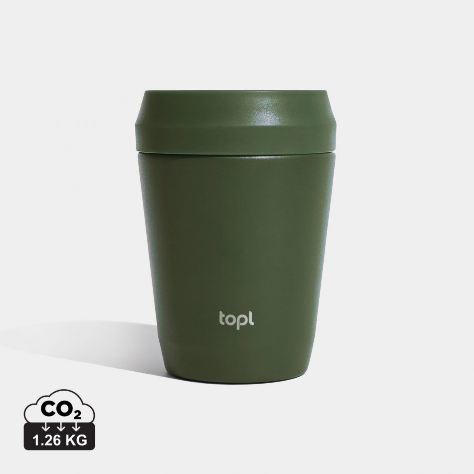 Topl Recycled Staal To Go beker 360 Lid 235ml groen