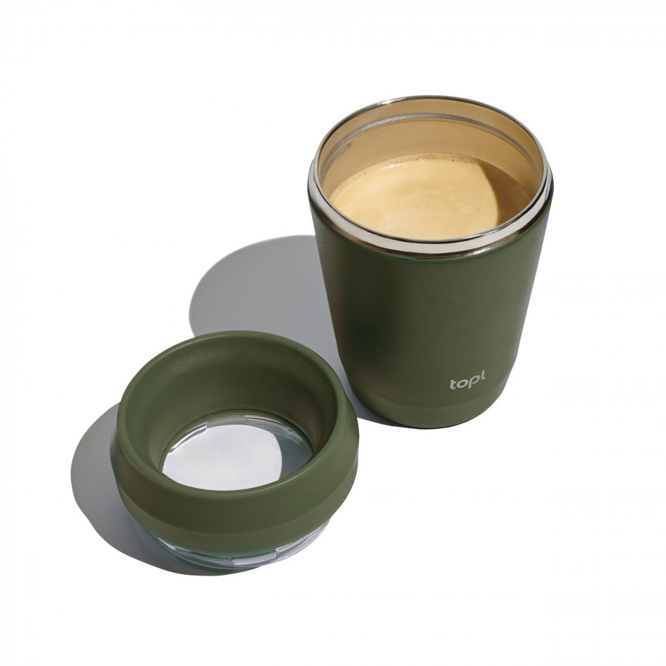 Topl Recycled Staal To Go beker 360 Lid 235ml groen