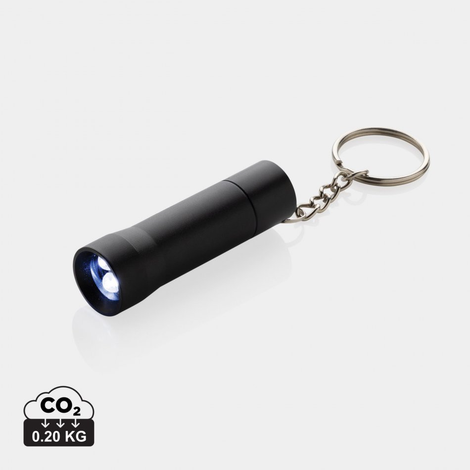 Flash RCS gerecycled aluminium sleutelhanger zaklamp zwart