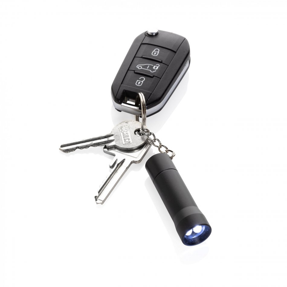 Flash RCS gerecycled aluminium sleutelhanger zaklamp zwart