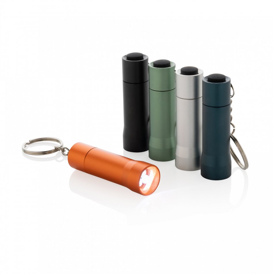 Flash RCS gerecycled aluminium sleutelhanger zaklamp grijs