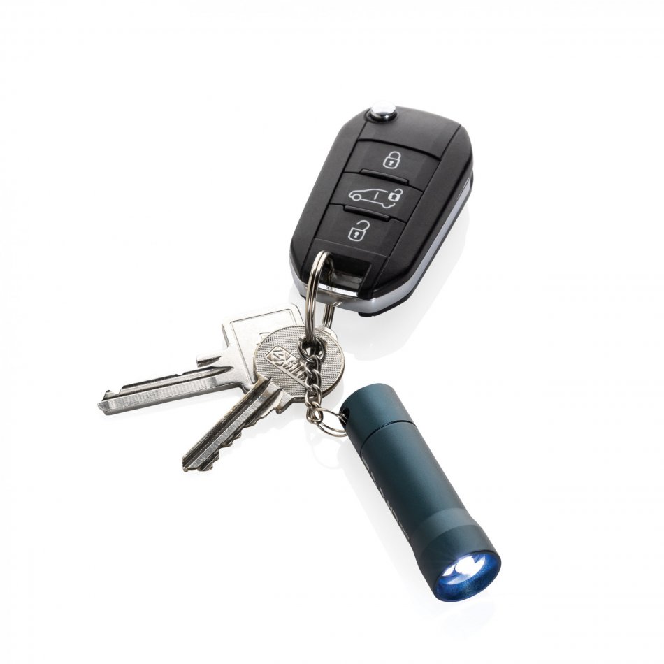 Flash RCS gerecycled aluminium sleutelhanger zaklamp blauw