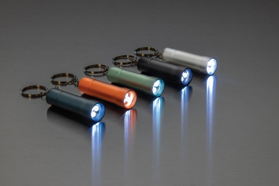 Flash RCS gerecycled aluminium sleutelhanger zaklamp blauw
