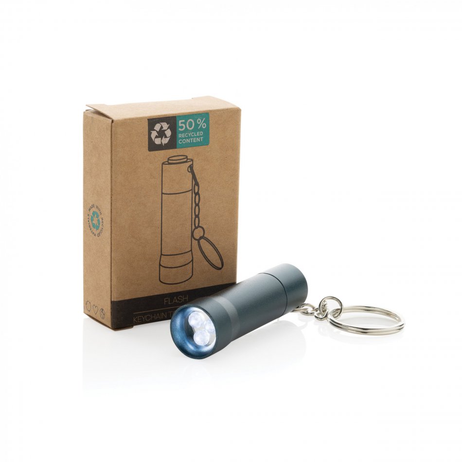 Flash RCS gerecycled aluminium sleutelhanger zaklamp blauw