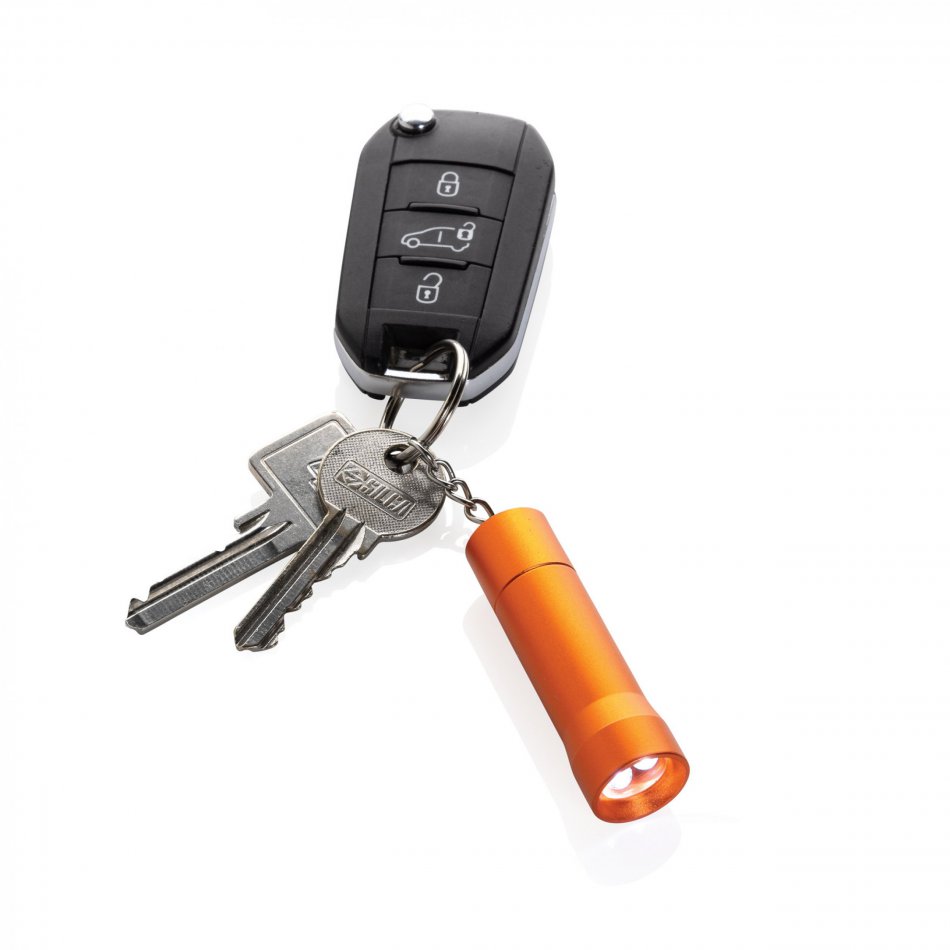 Flash RCS gerecycled aluminium sleutelhanger zaklamp oranje