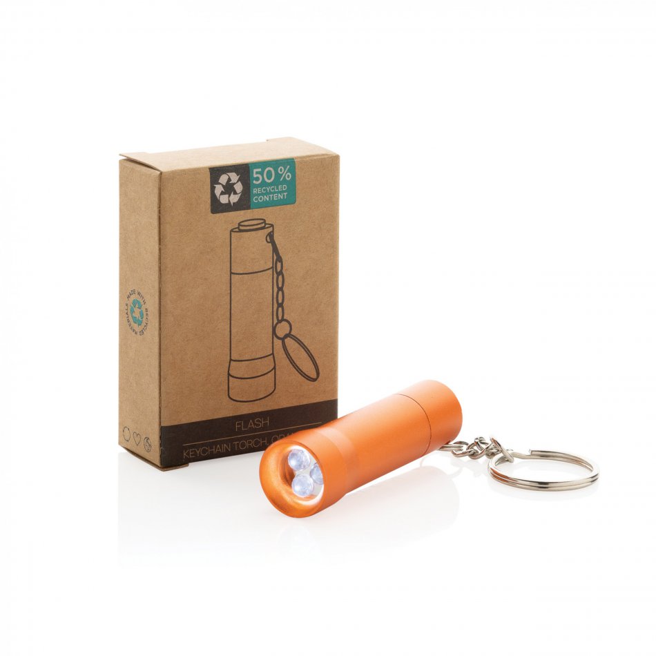 Flash RCS gerecycled aluminium sleutelhanger zaklamp oranje