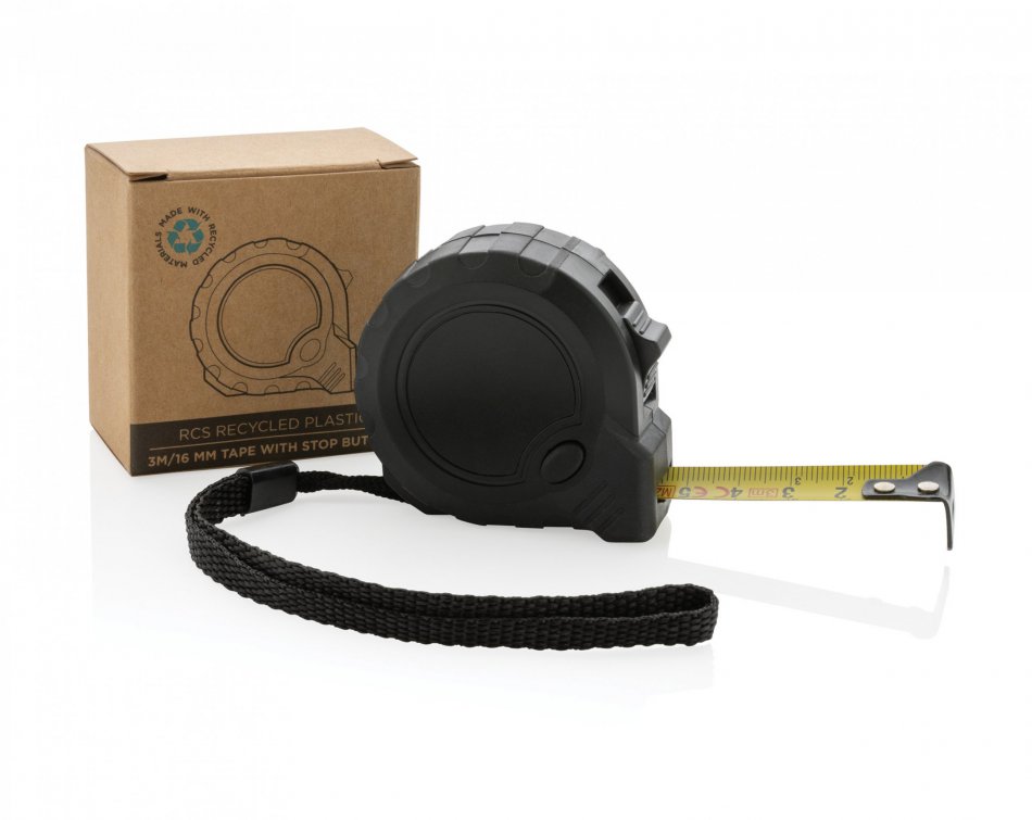 RCS gerecycled plastic 3M/16 mm rolmaat met stopknop