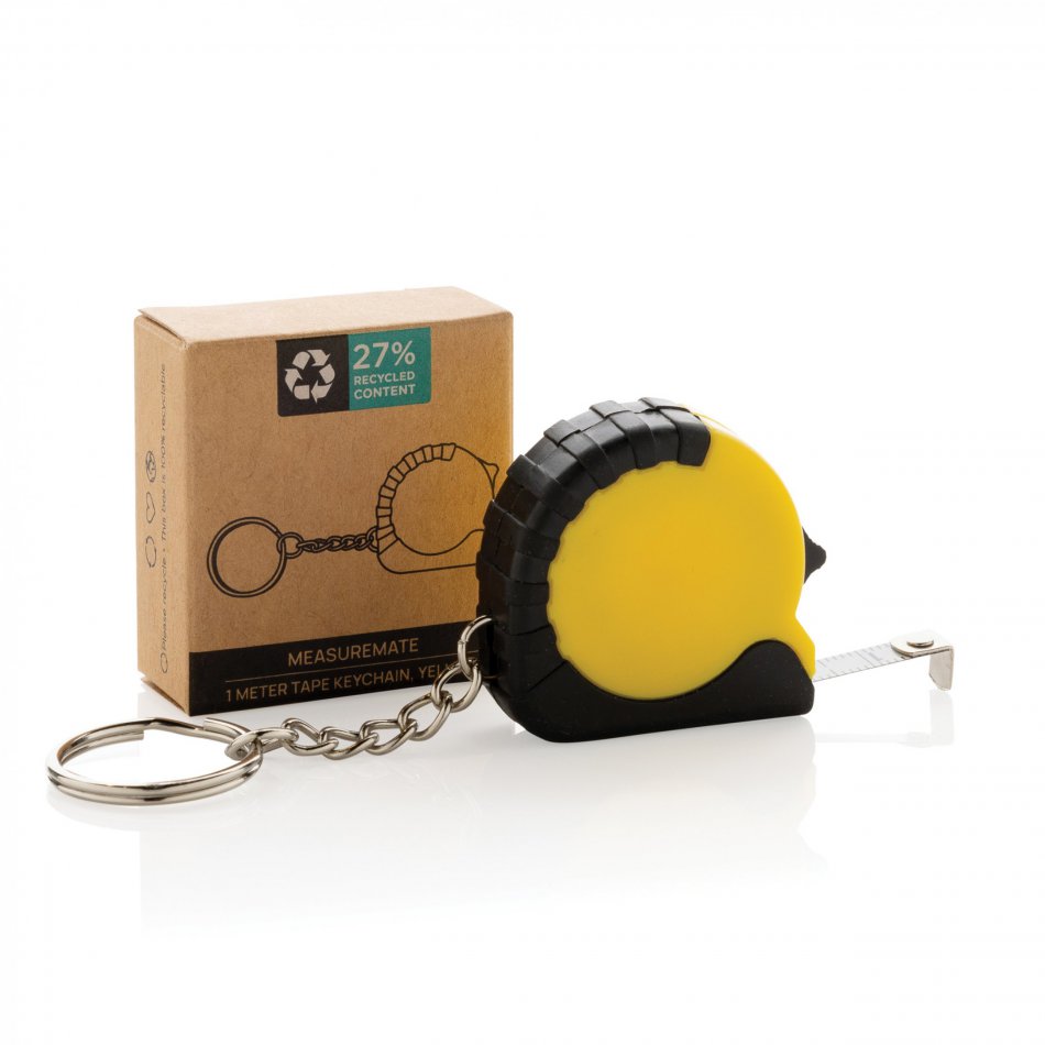MeasureMate RCS gerecycled ABS sleutelhanger 1 meter geel