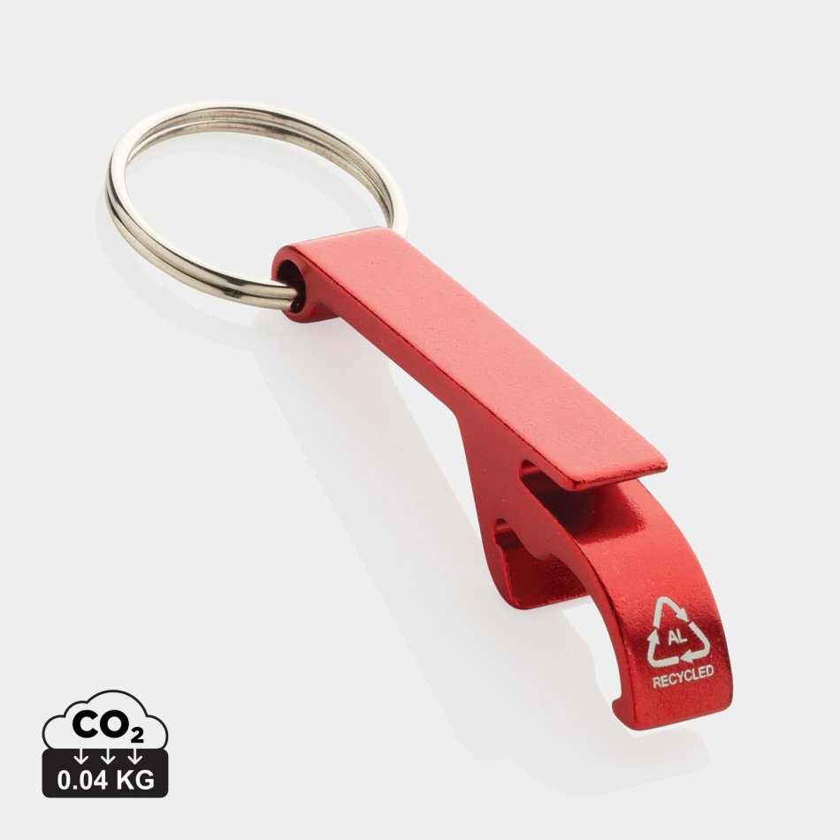 RCS fles- en blikopener van gerecycled aluminium rood