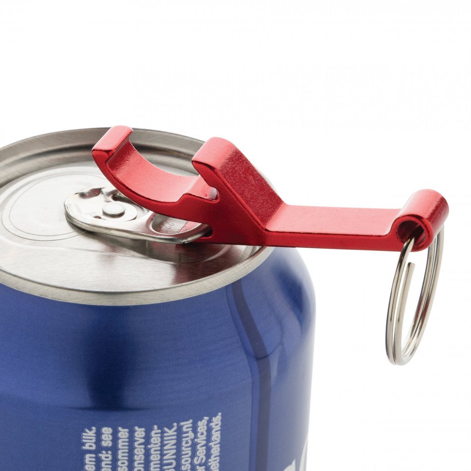 RCS fles- en blikopener van gerecycled aluminium rood