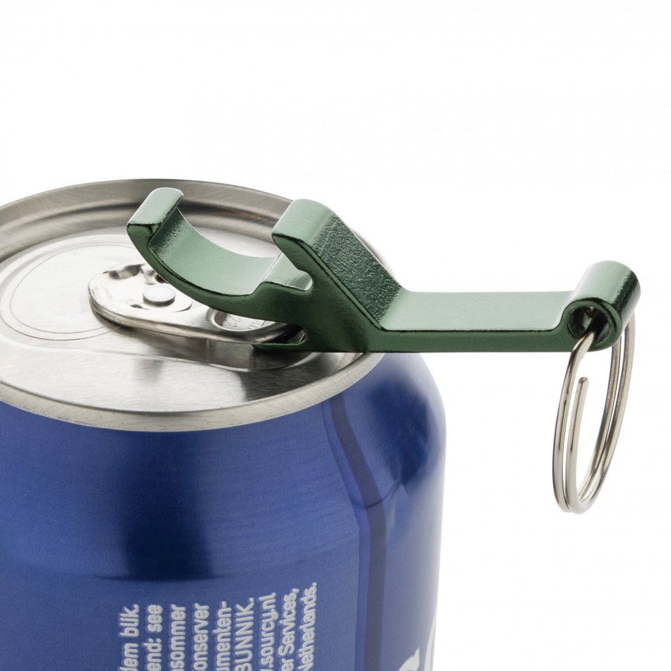 RCS fles- en blikopener van gerecycled aluminium groen