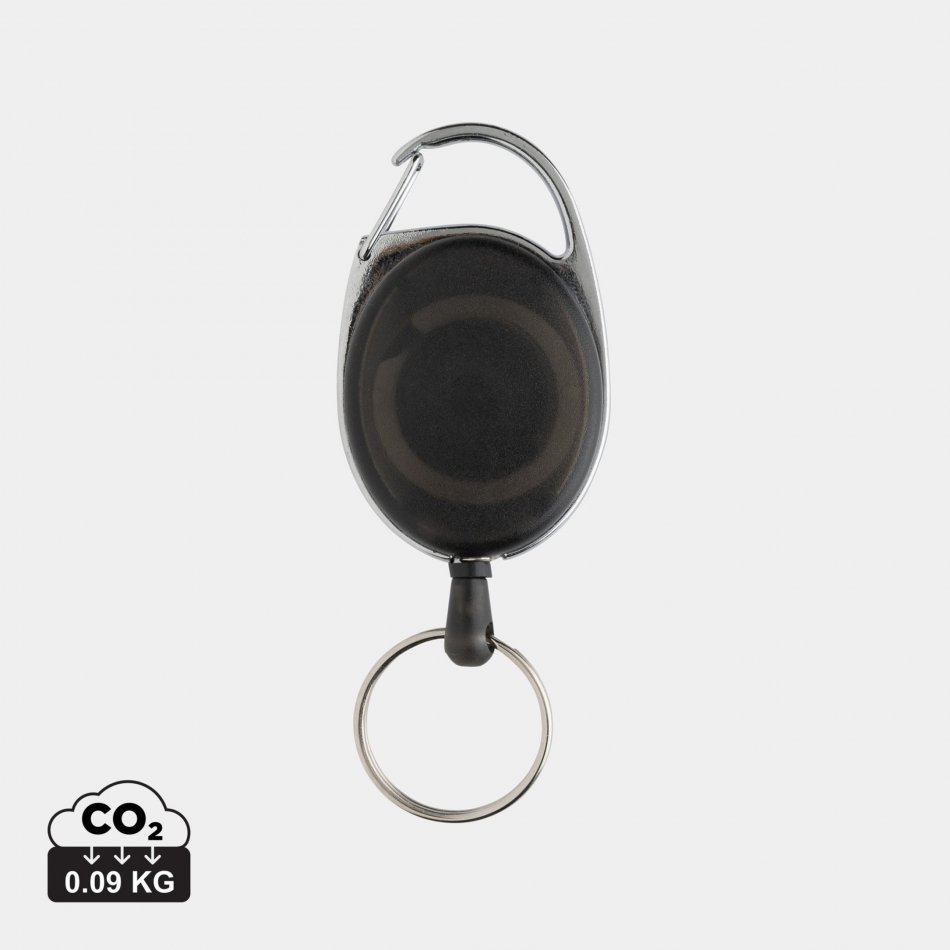 Roller clip sleutelhanger RCS gerecycled plastic zwart
