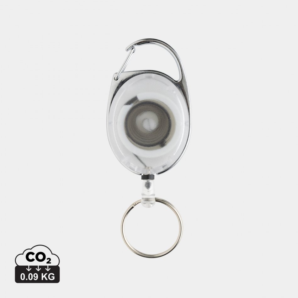 Roller clip sleutelhanger RCS gerecycled plastic wit