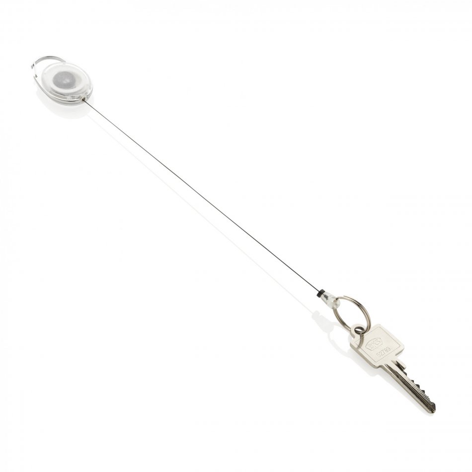 Roller clip sleutelhanger RCS gerecycled plastic wit