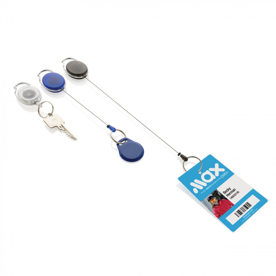 Roller clip sleutelhanger RCS gerecycled plastic wit