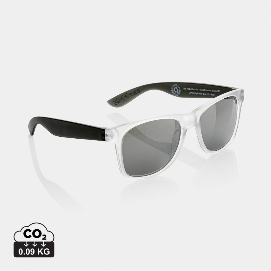Gleam RCS zonnebril met gerecycled PC spiegelglas zwart, wit