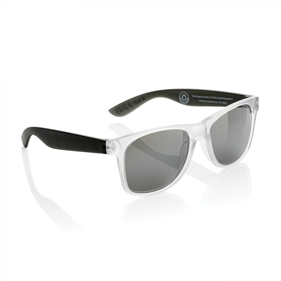 Gleam RCS zonnebril met gerecycled PC spiegelglas zwart, wit