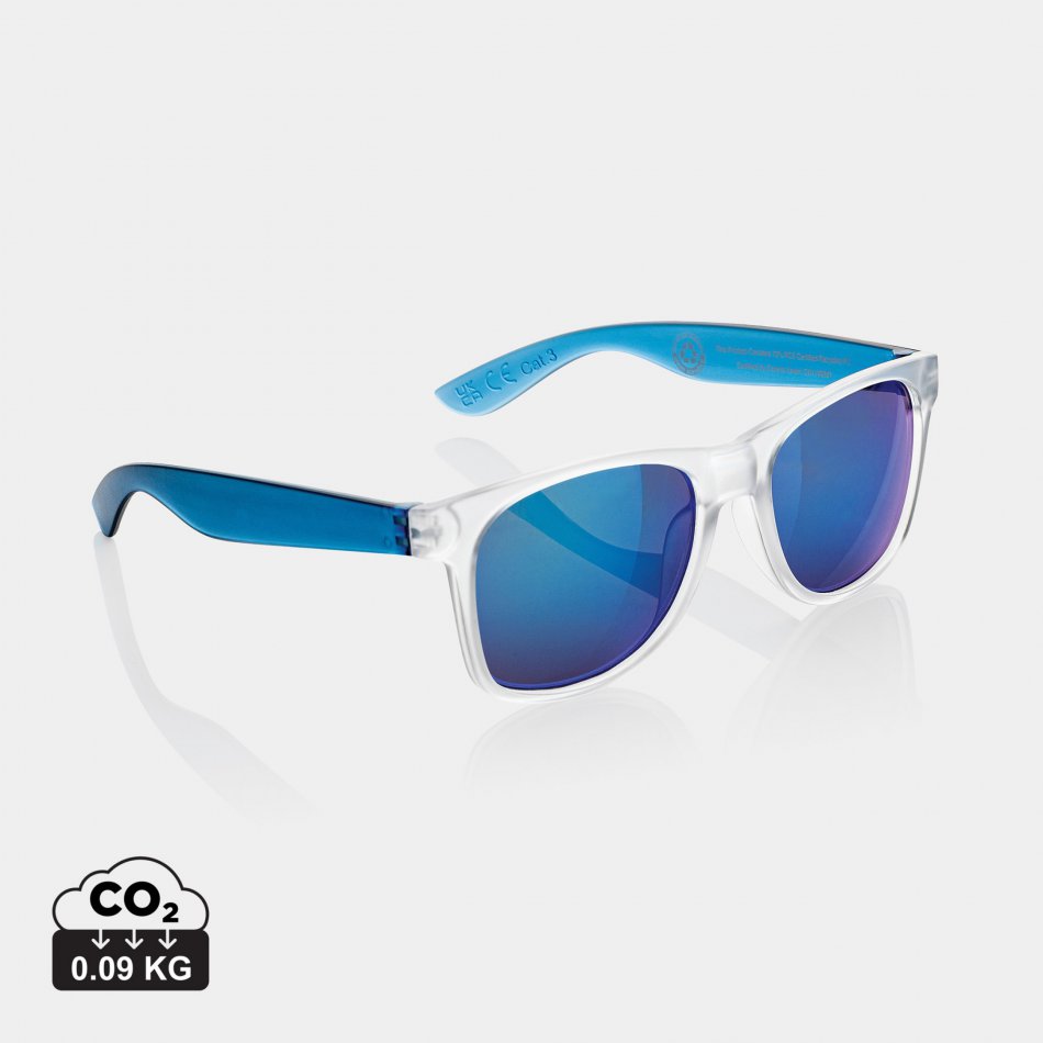 Gleam RCS zonnebril met gerecycled PC spiegelglas blauw, wit
