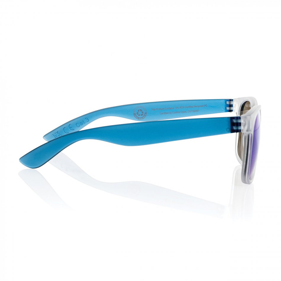 Gleam RCS zonnebril met gerecycled PC spiegelglas blauw, wit