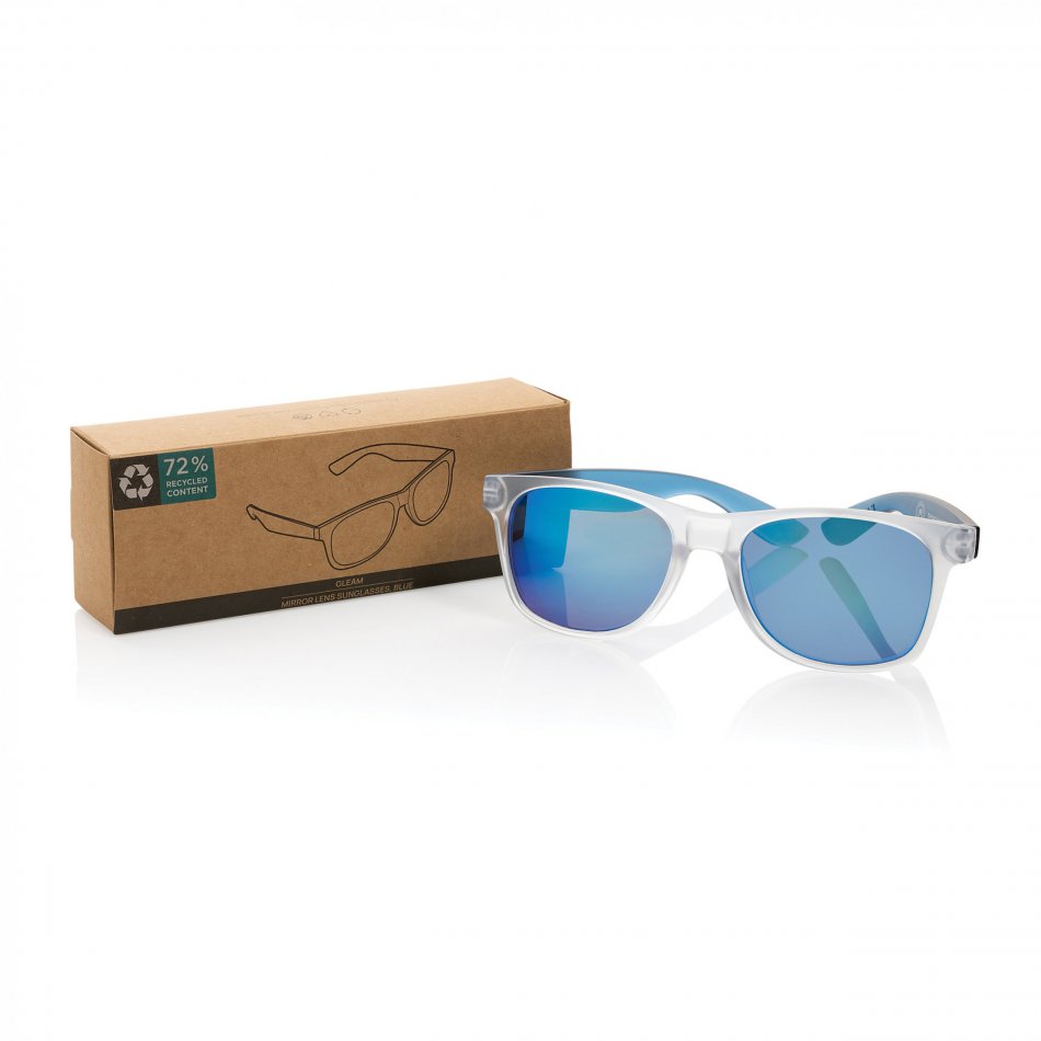 Gleam RCS zonnebril met gerecycled PC spiegelglas blauw, wit
