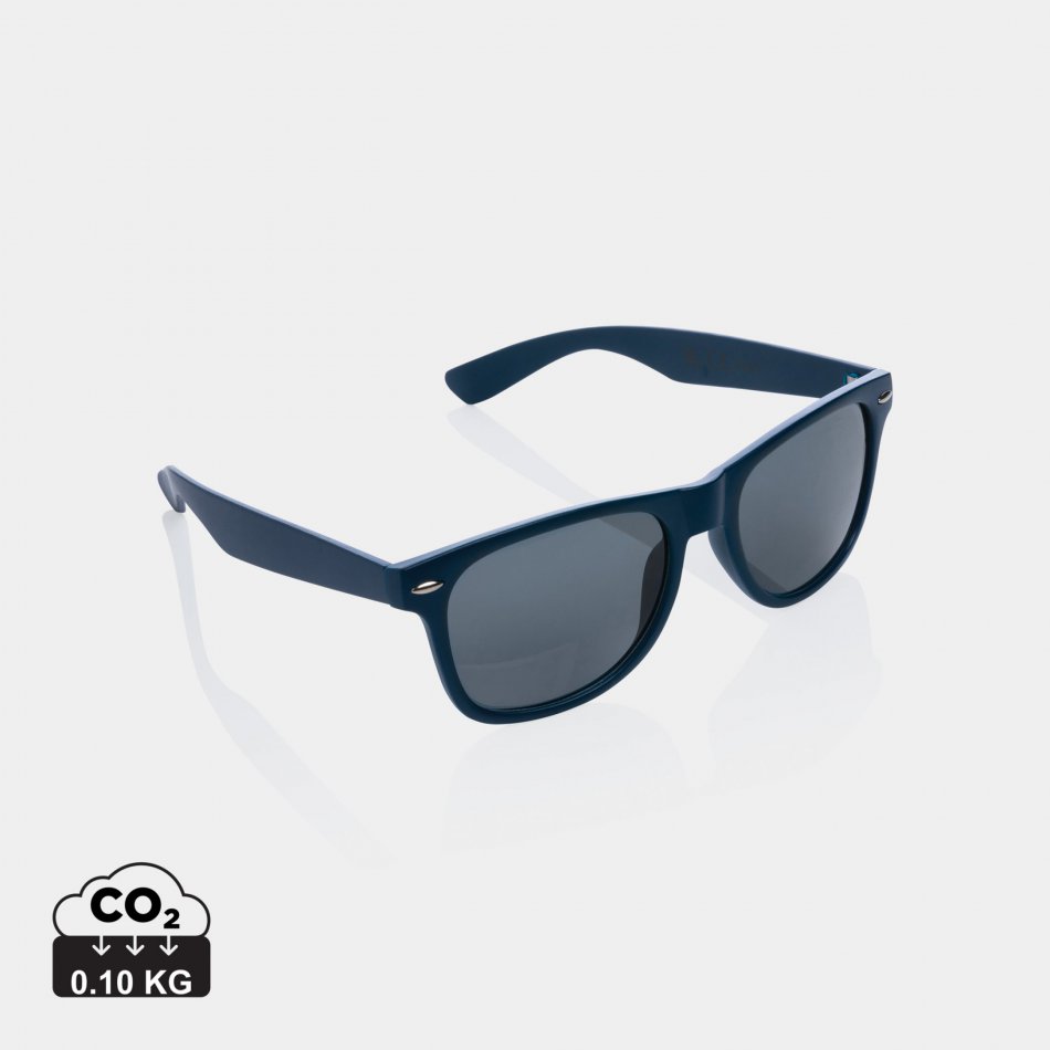 GRS recycled PC plastic zonnebril donkerblauw
