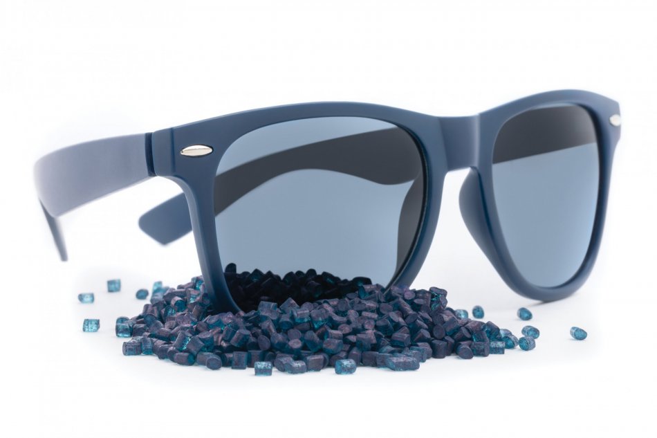 GRS recycled PC plastic zonnebril donkerblauw